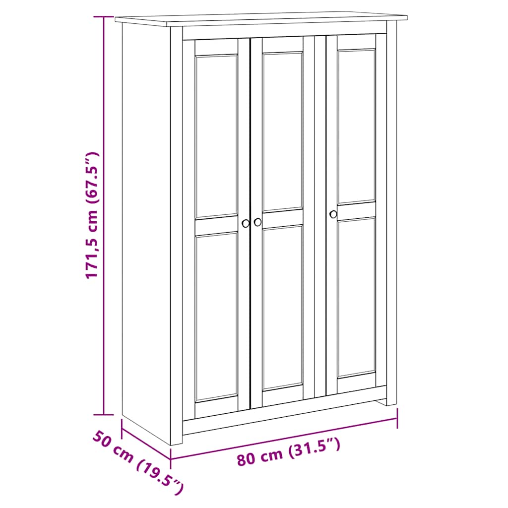 3-Door Wardrobe 118x50x171.5 cm Pine Panama Range
