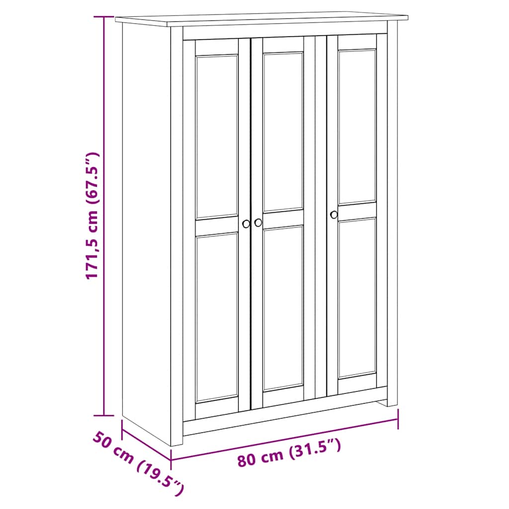3-Door Wardrobe Grey 118x50x171.5 cm Pine Panama Range