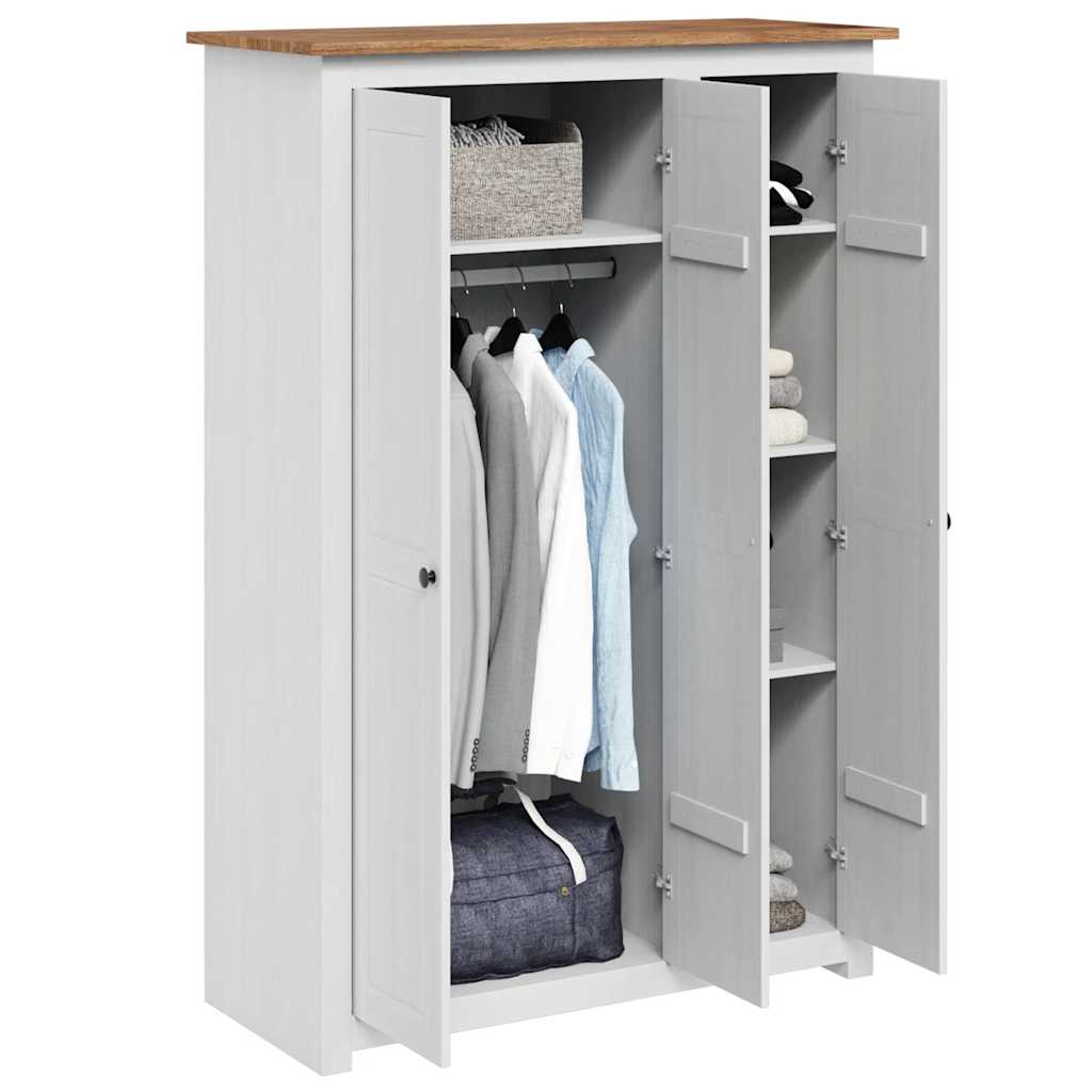 3-Door Wardrobe White 118x50x171.5 cm Pine Panama Range