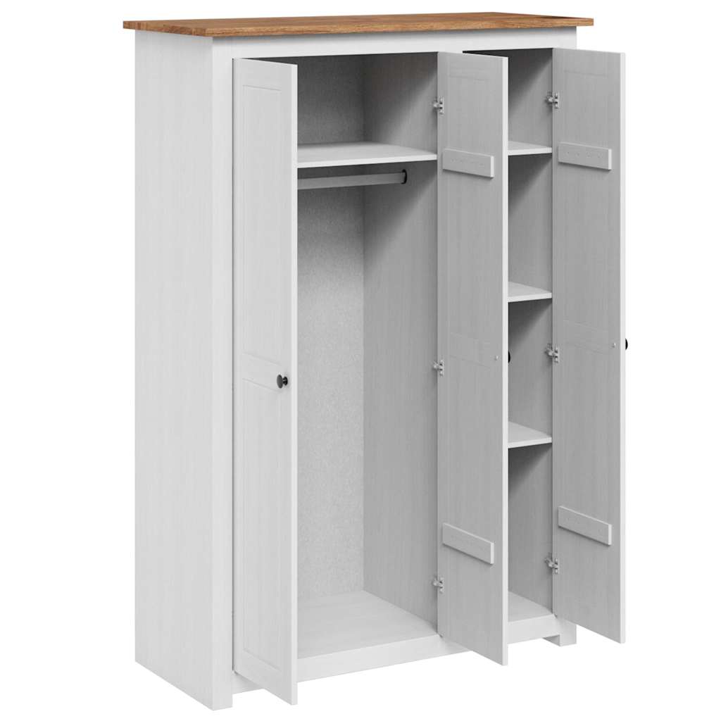 3-Door Wardrobe White 118x50x171.5 cm Pine Panama Range