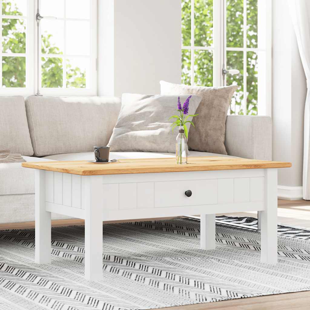 Coffee Table White 100x60x43.5 cm Solid Pine Wood Panama Range
