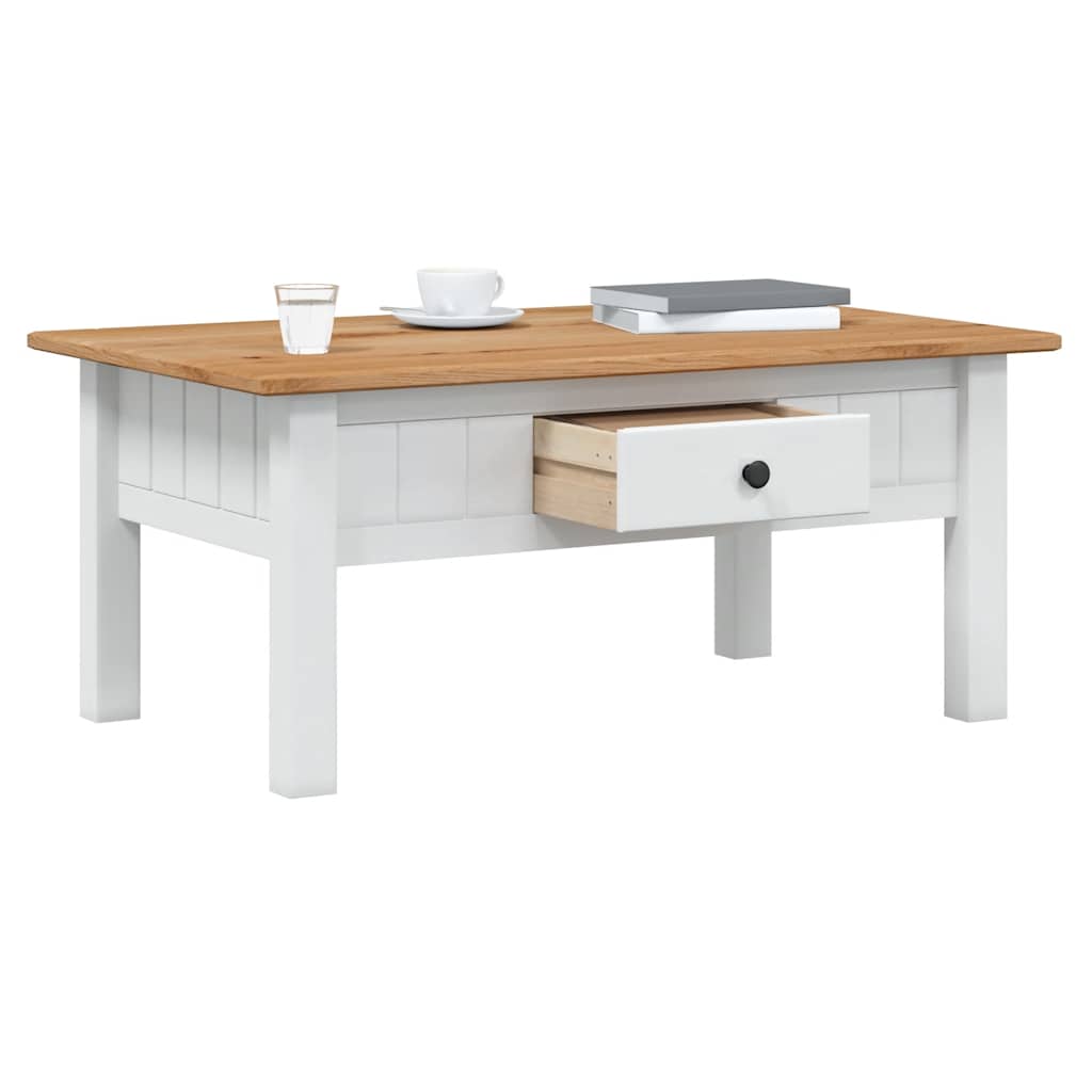 Coffee Table White 100x60x43.5 cm Solid Pine Wood Panama Range