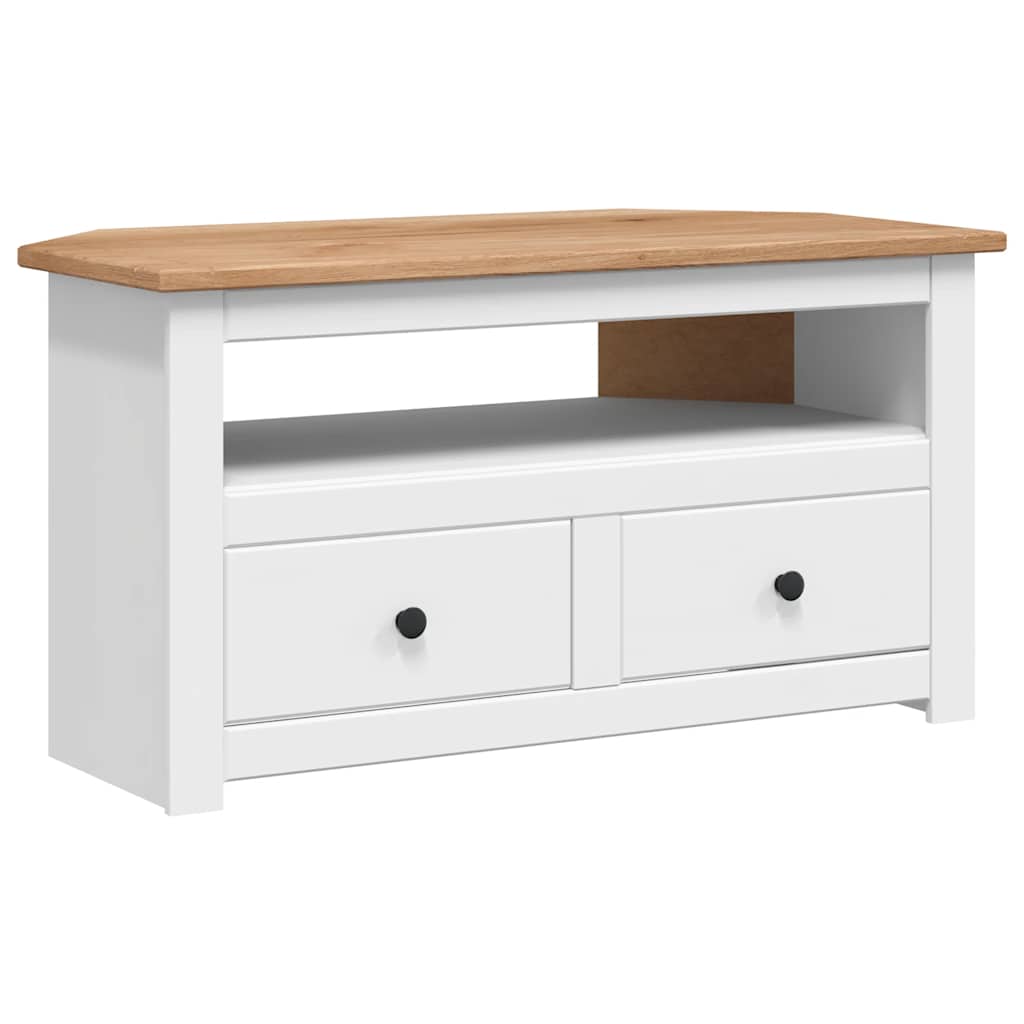 Corner TV Cabinet White 93x49x49 cm Solid Pine Panama Range