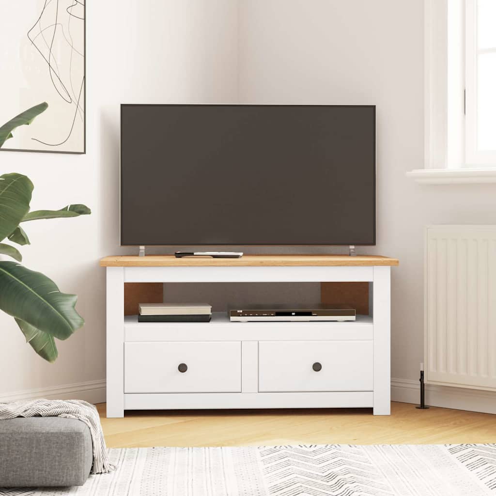 Corner TV Cabinet White 93x49x49 cm Solid Pine Panama Range