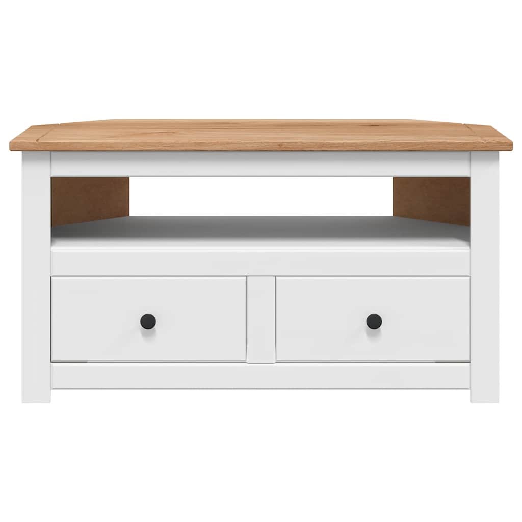 Corner TV Cabinet White 93x49x49 cm Solid Pine Panama Range