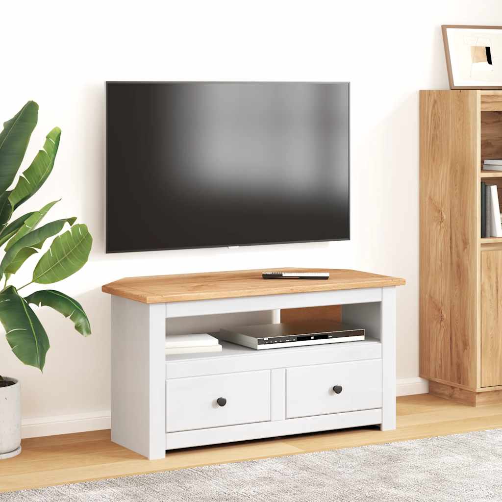 Corner TV Cabinet White 93x49x49 cm Solid Pine Panama Range