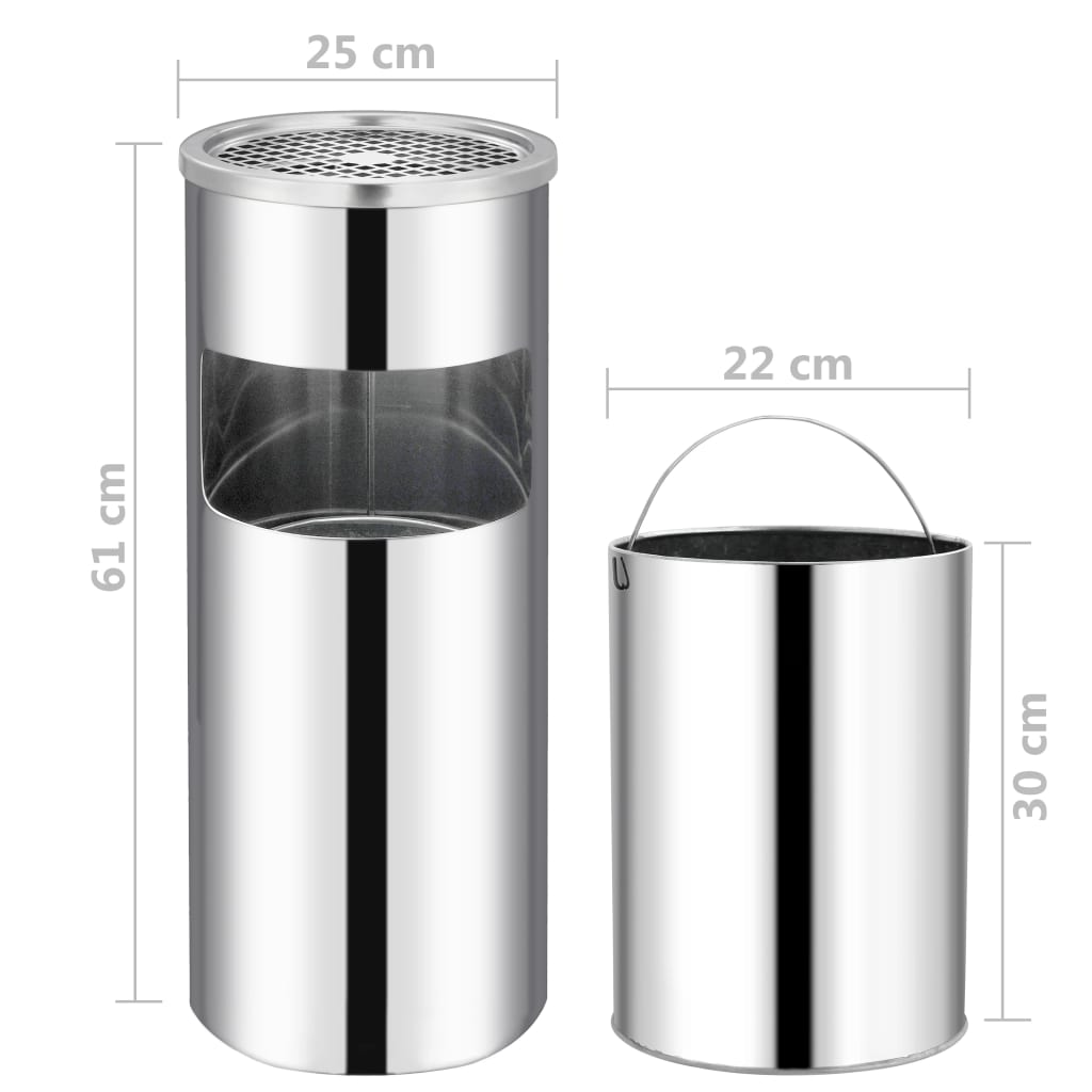 Ashtray Dustbin 30 L Stainless Steel