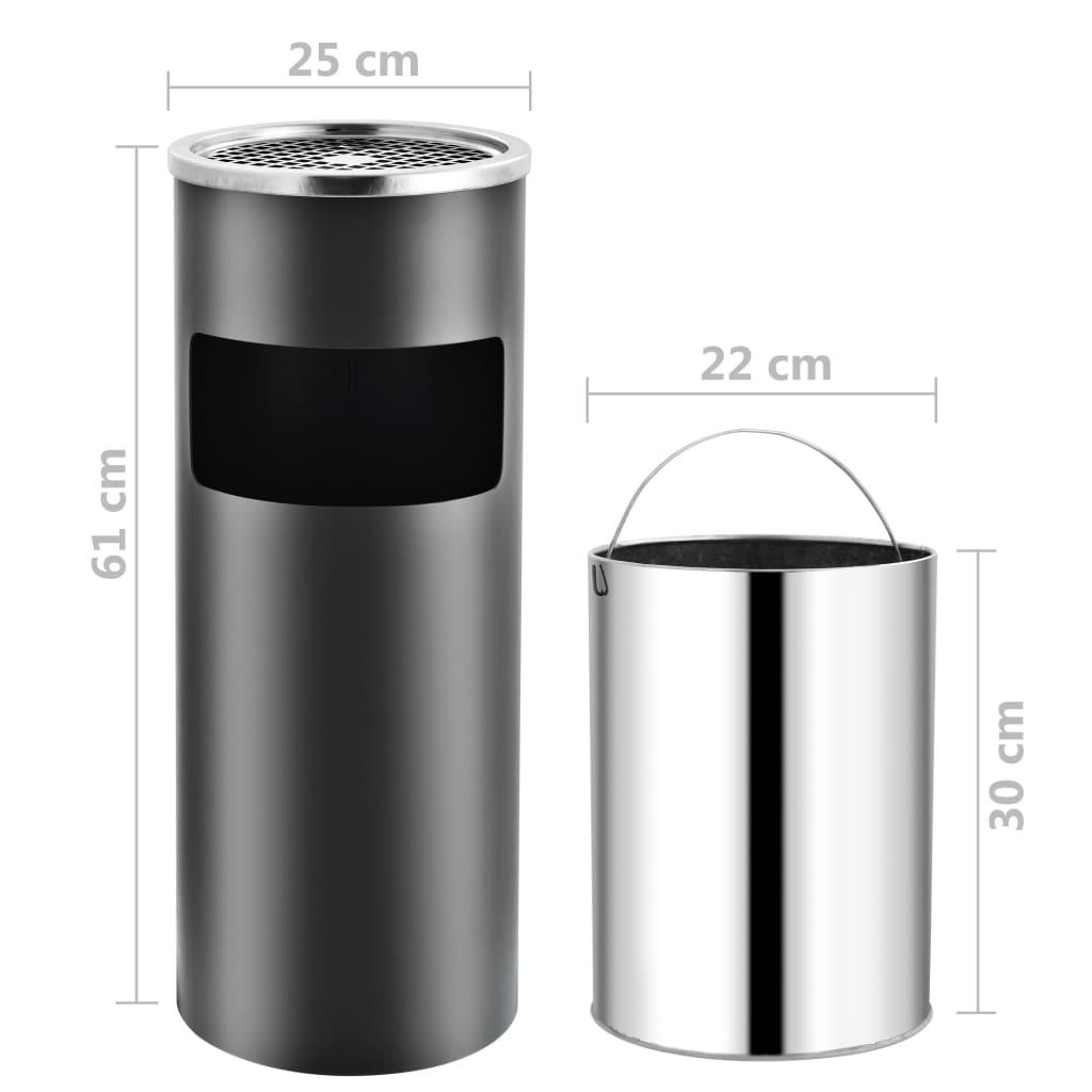 Ashtray Dustbin Hotel 30 L Steel Grey