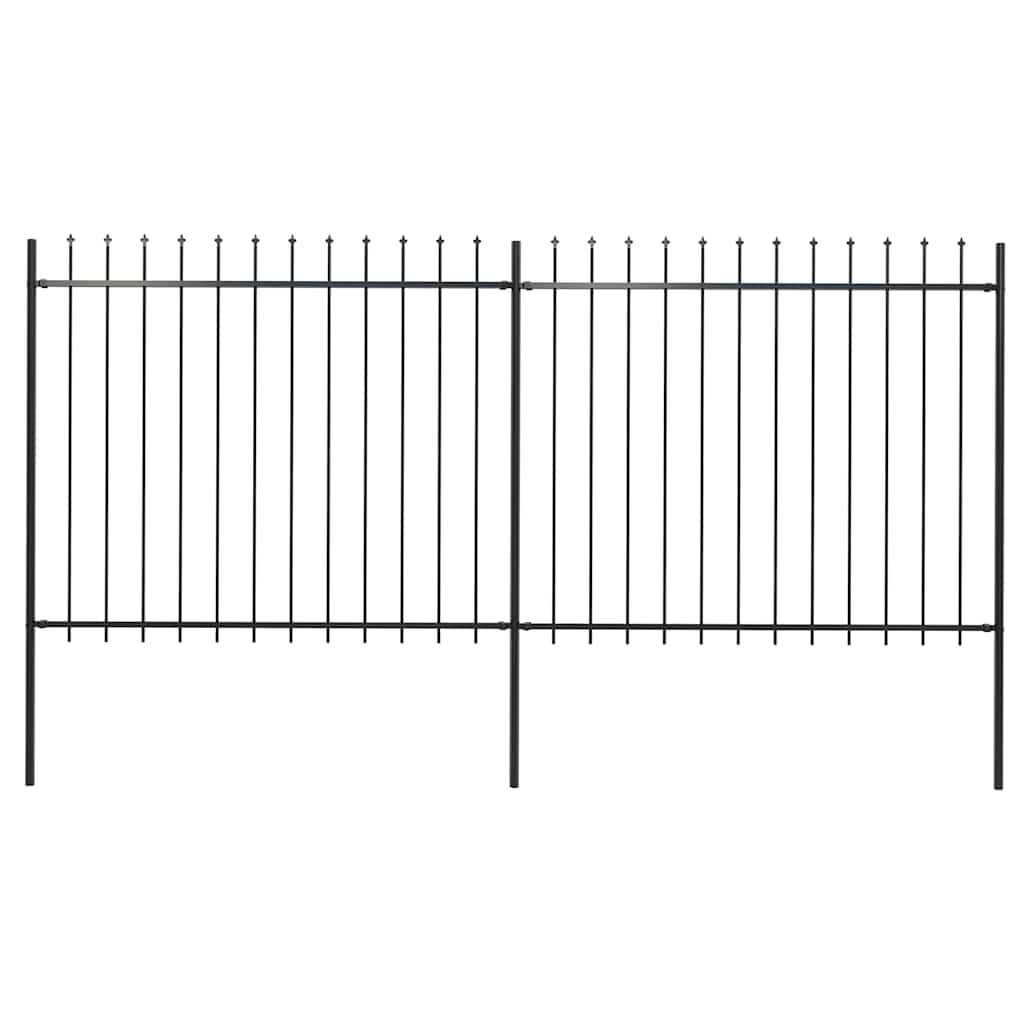 Garden Fence with Spear Top Steel 337x150 cm Black