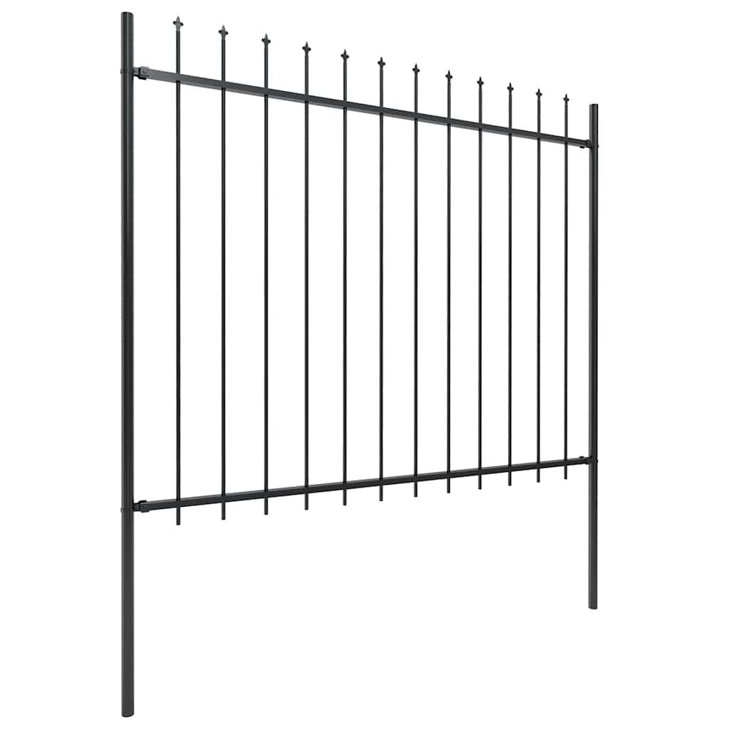 Garden Fence with Spear Top Steel 337x150 cm Black