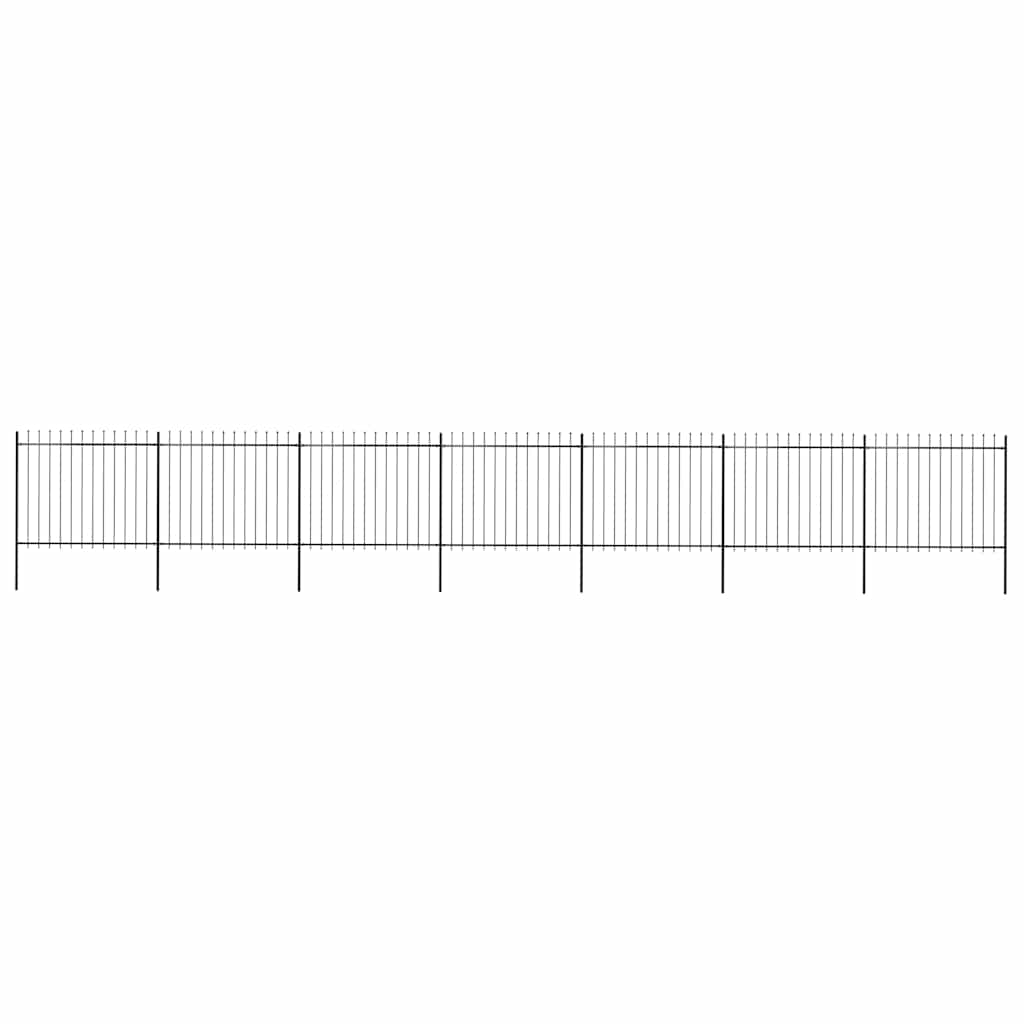 Garden Fence with Spear Top Steel 1248x150 cm Black