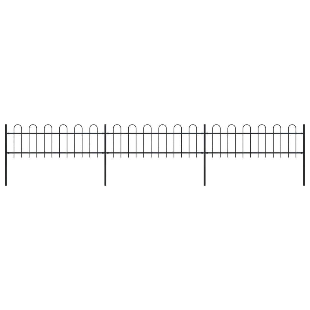 Garden Fence with Hoop Top Steel 5.1 m Black
