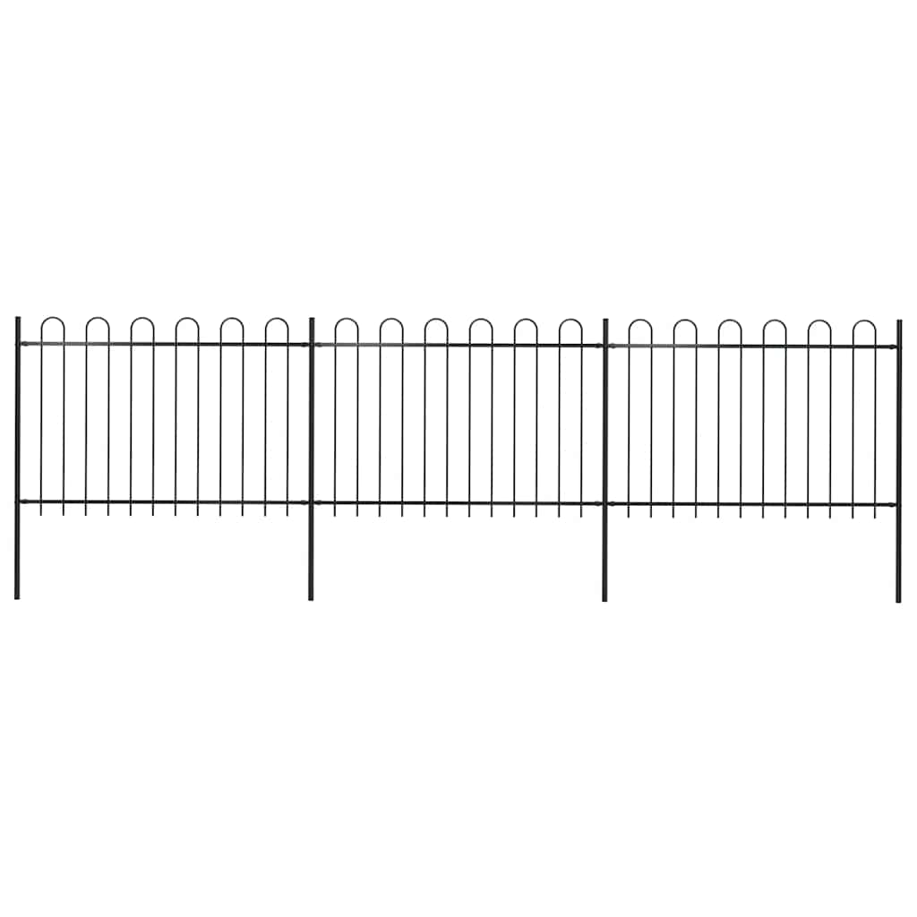 Garden Fence with Hoop Top Steel 537x120 cm Black (3x144931)