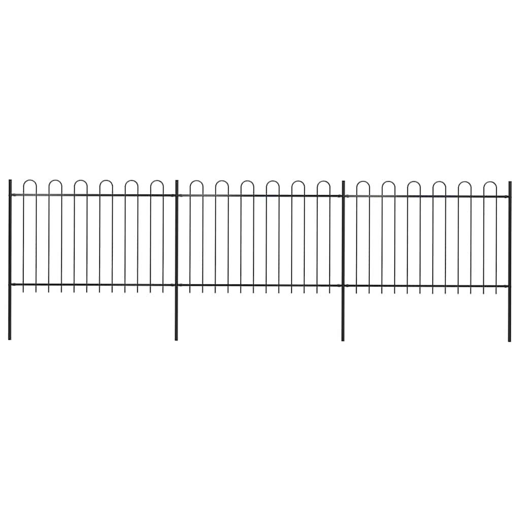 Garden Fence with Hoop Top Steel 504x120 cm Black