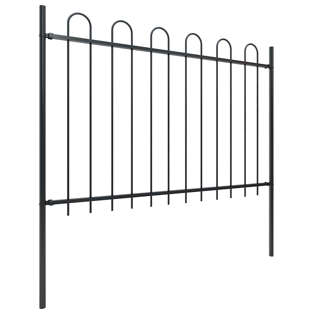 Garden Fence with Hoop Top Steel 537x120 cm Black (3x144931)