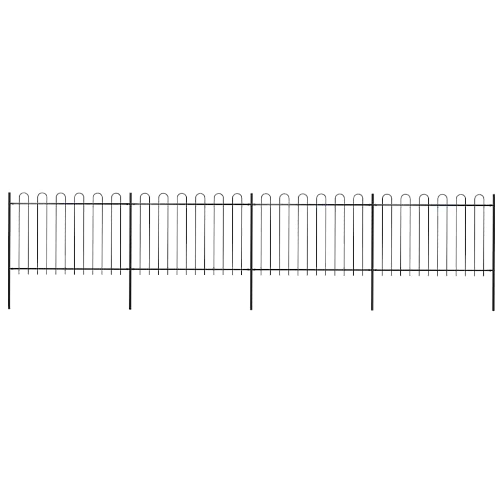 Garden Fence with Hoop Top Steel 714,5x120 cm Black (4x144931)