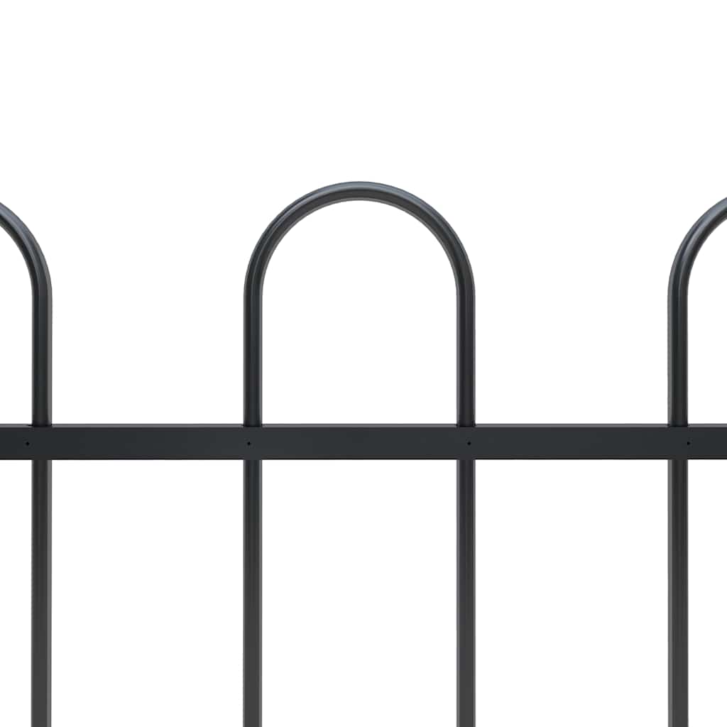 Garden Fence with Hoop Top Steel 838x120 cm Black