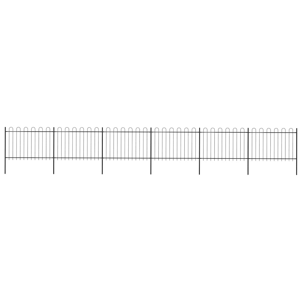 Garden Fence with Hoop Top Steel 1070x120 cm Black (6x144931)