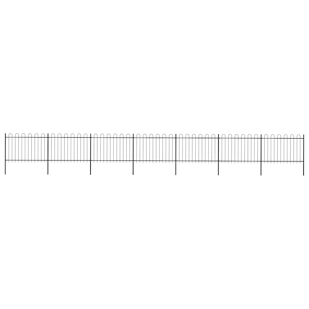 Garden Fence with Hoop Top Steel 1248x120 cm Black (7x144931)