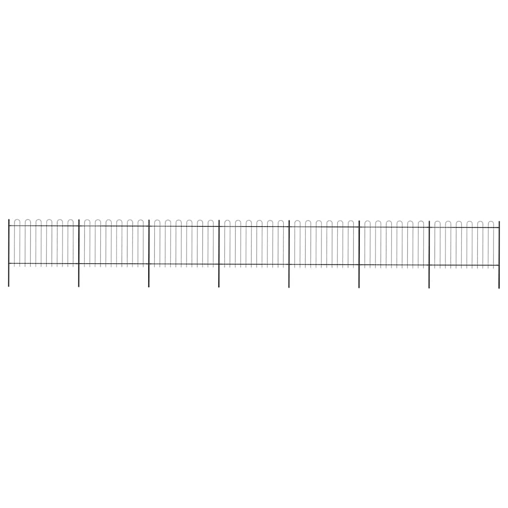 Garden Fence with Hoop Top Steel 1248x120 cm Black (7x144931)