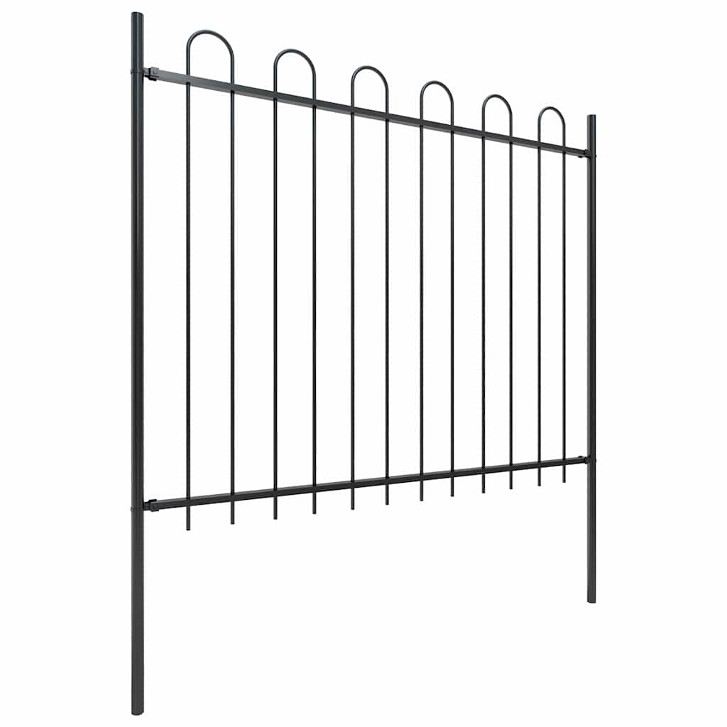 Garden Fence with Hoop Top Steel 359x150 cm Black (2x144932)