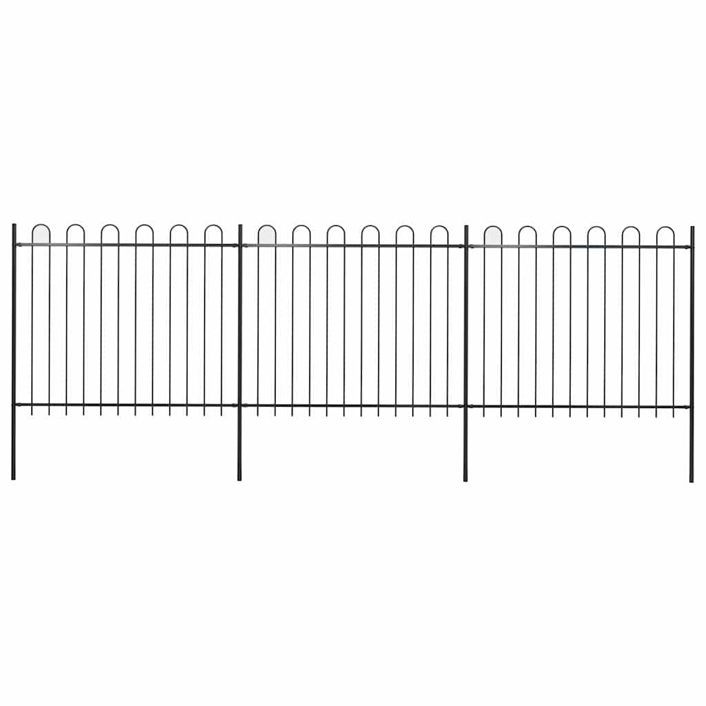 Garden Fence with Hoop Top Steel 537x150 cm Black (3x144932)