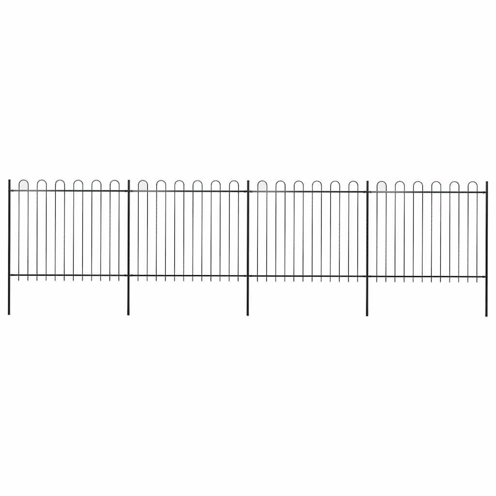 Garden Fence with Hoop Top Steel 714,5x150 cm Black (4x144932)