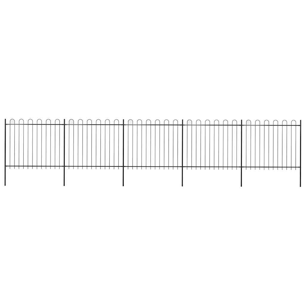 Garden Fence with Hoop Top Steel 892,5x150 cm Black (5x144932)