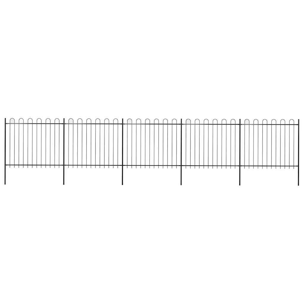 Garden Fence with Hoop Top Steel 838x150 cm Black