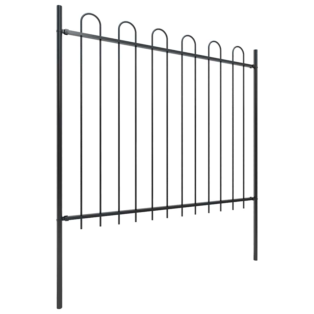 Garden Fence with Hoop Top Steel 892,5x150 cm Black (5x144932)