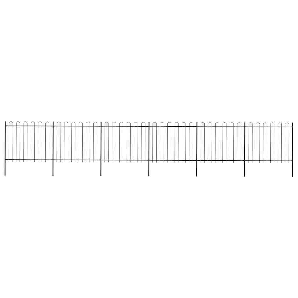 Garden Fence with Hoop Top Steel 1070x150 cm Black (6x144932)