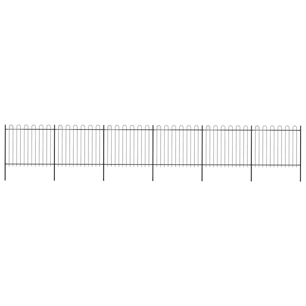 Garden Fence with Hoop Top Steel 1005x150 cm Black