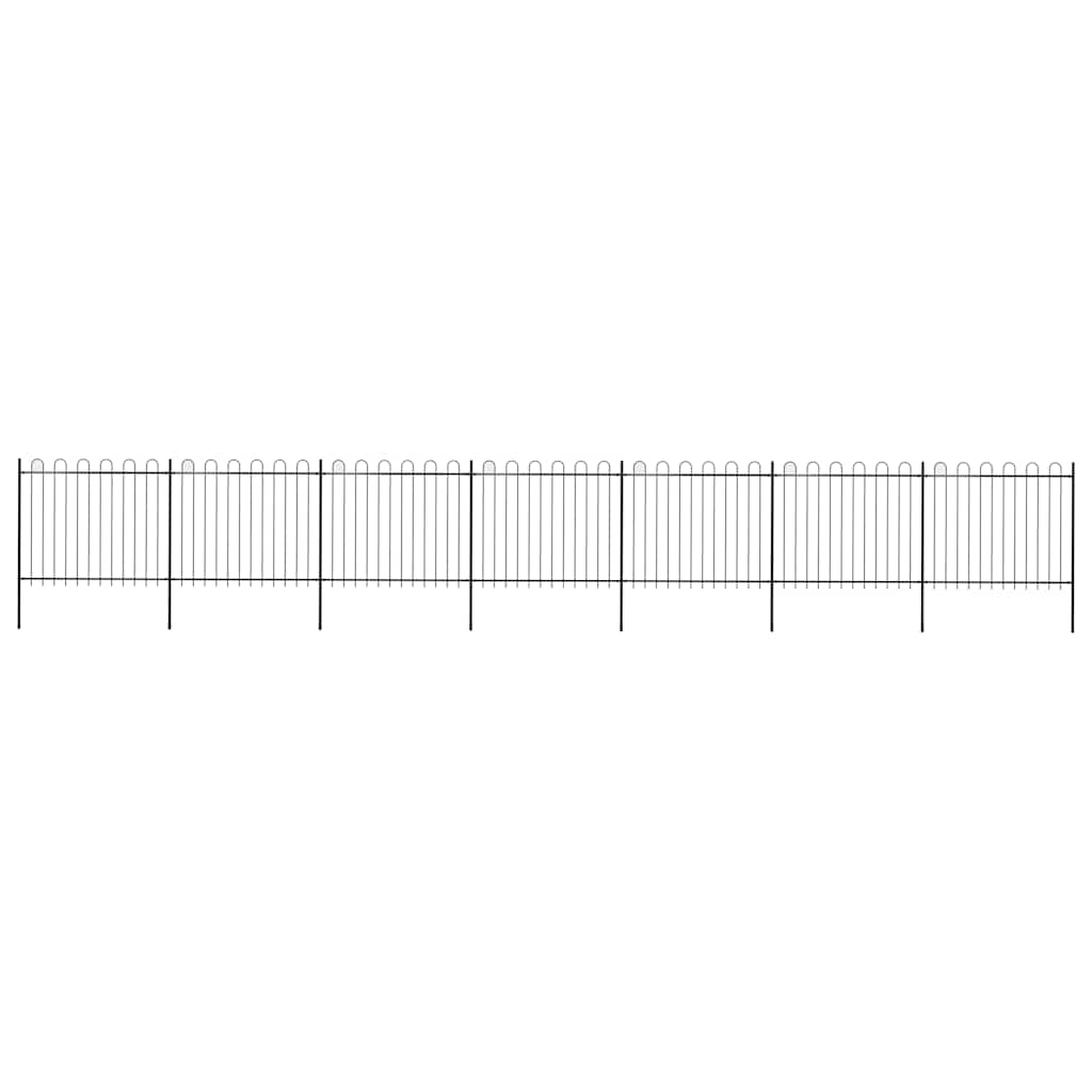 Garden Fence with Hoop Top Steel 1248x150 cm Black (7x144932)