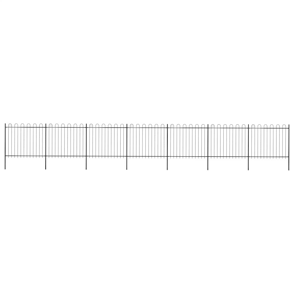 Garden Fence with Hoop Top Steel 1248x150 cm Black (7x144932)