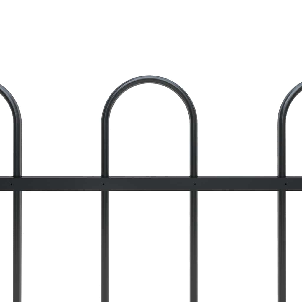 Garden Fence with Hoop Top Steel 1248x150 cm Black (7x144932)