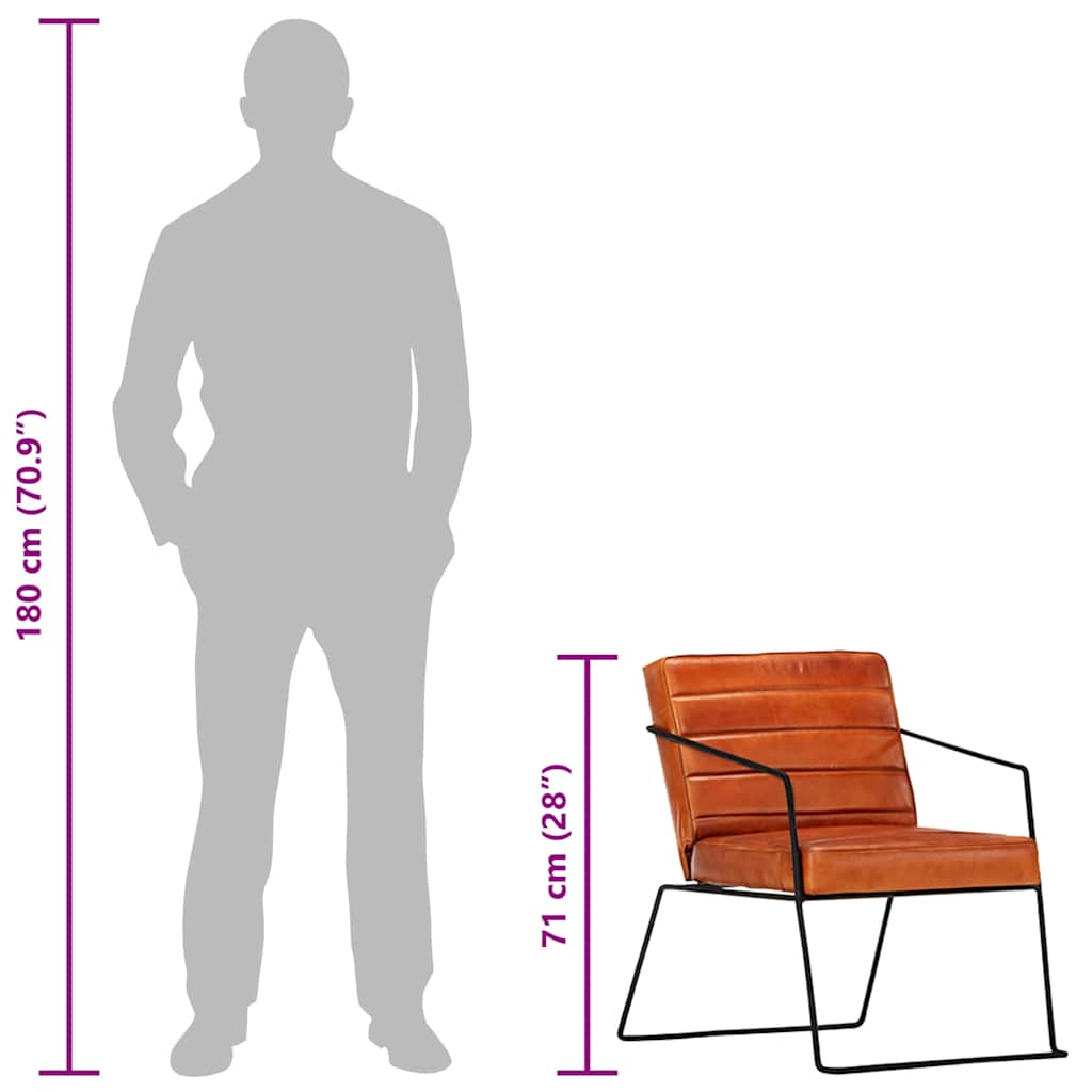 Armchair Tan Real Leather