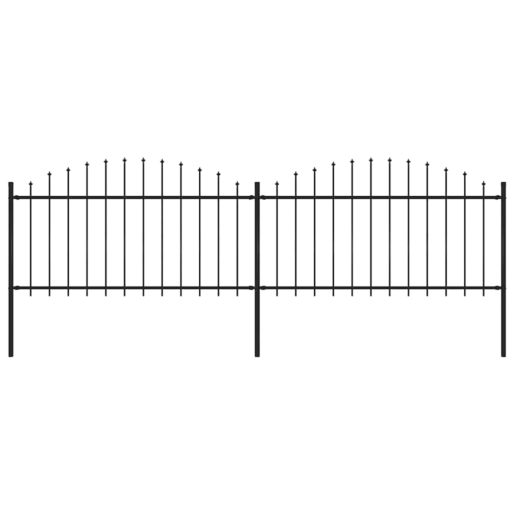 Garden Fence with Spear Top Steel 359x150 cm Black (2x144943)