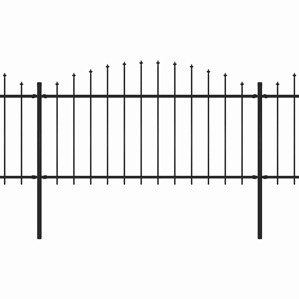 Garden Fence with Spear Top Steel 337x150 cm Black