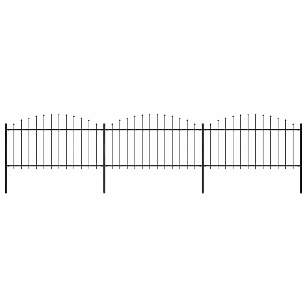 Garden Fence with Spear Top Steel 504x150 cm Black