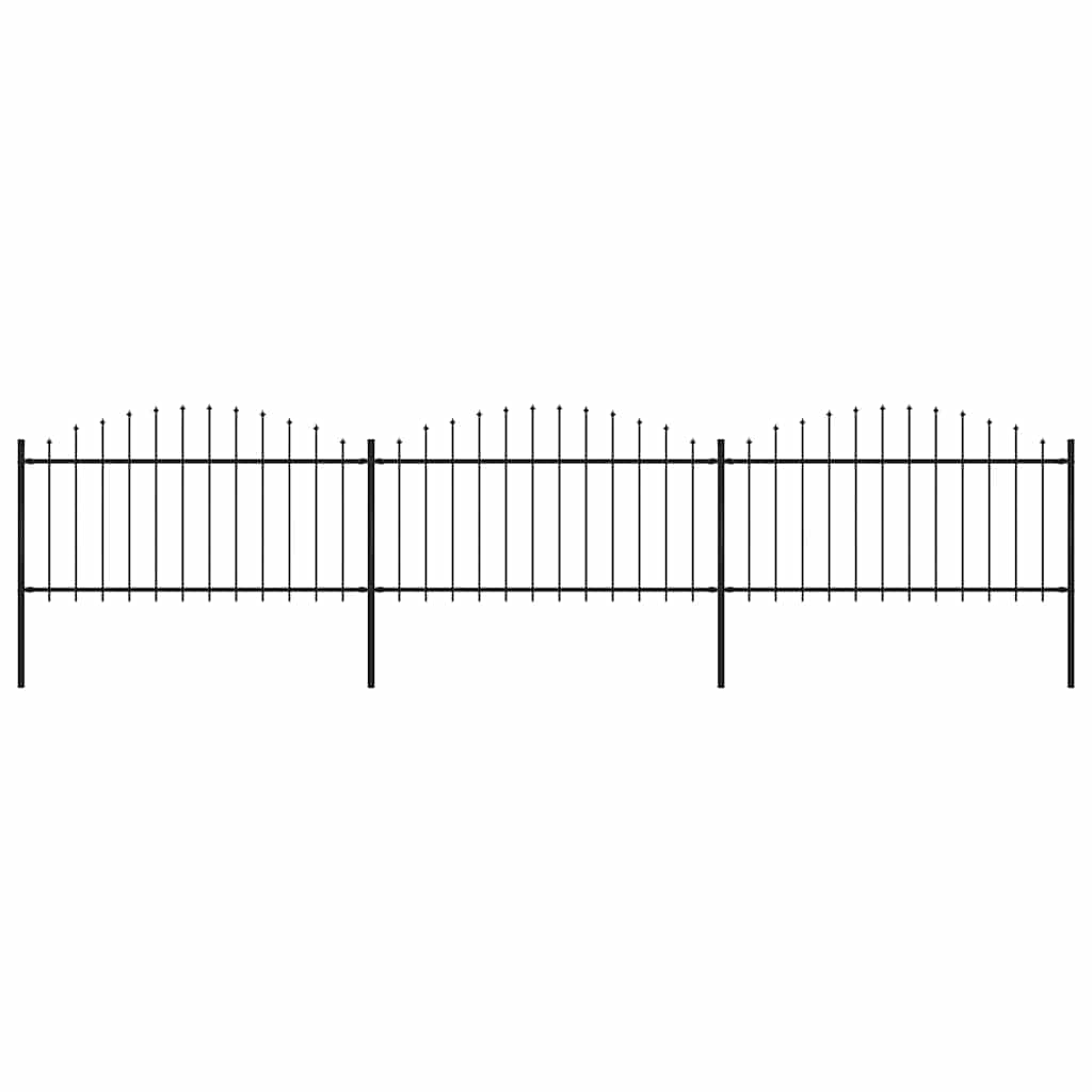 Garden Fence with Spear Top Steel 537x150 cm Black (3x144943)