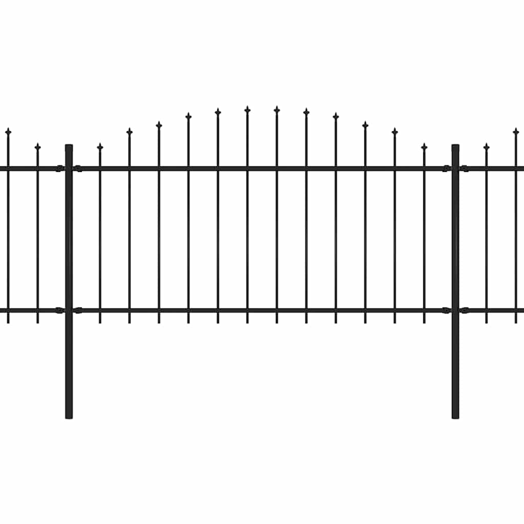 Garden Fence with Spear Top Steel 504x150 cm Black
