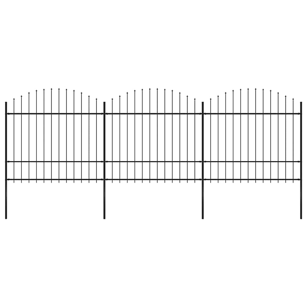 Garden Fence with Spear Top Steel 537x175 cm Black (3x144944)