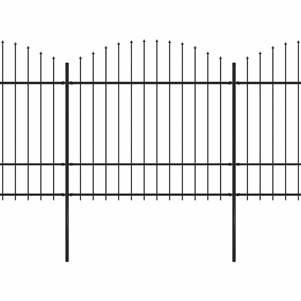 Garden Fence with Spear Top Steel 537x175 cm Black (3x144944)
