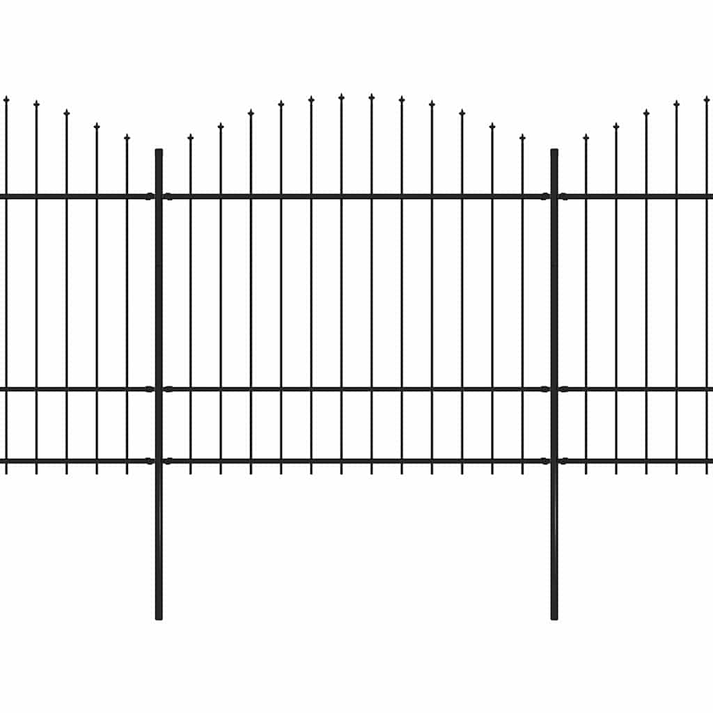 Garden Fence with Spear Top Steel 504x175 cm Black
