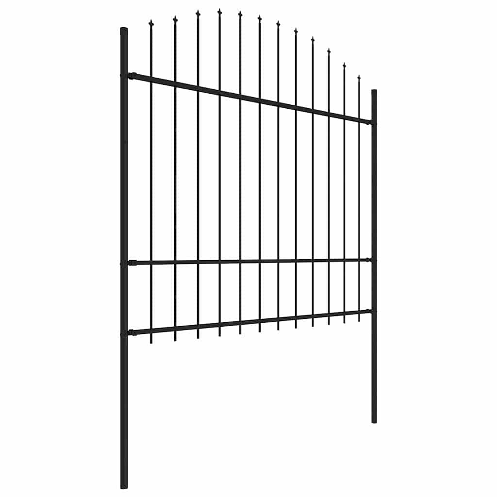 Garden Fence with Spear Top Steel 504x175 cm Black