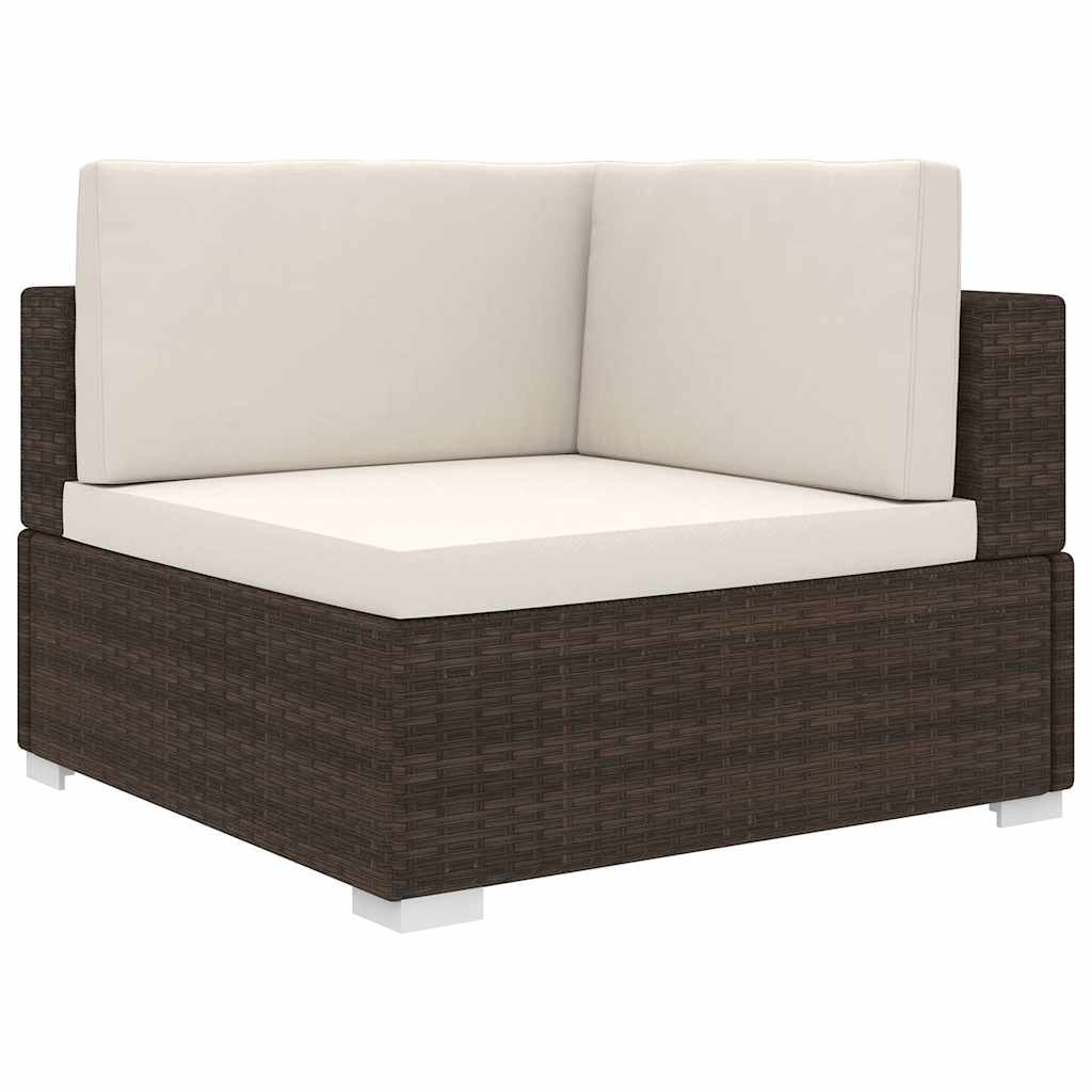 Sectional Corner Chair 1 pc with Cushions Poly Rattan Brown