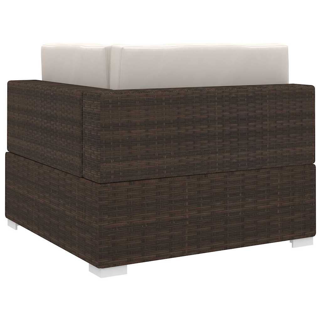Sectional Corner Chair 1 pc with Cushions Poly Rattan Brown