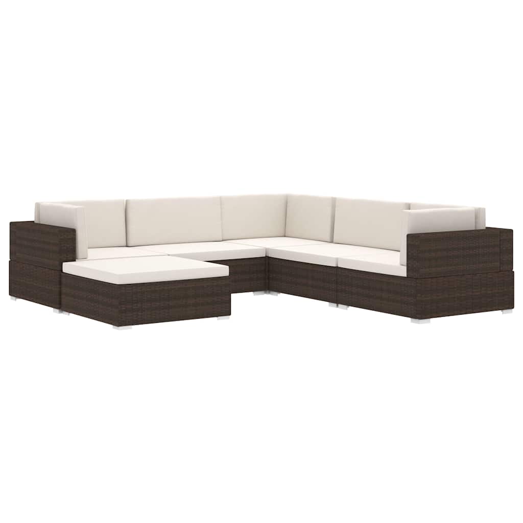Sectional Corner Chair 1 pc with Cushions Poly Rattan Brown