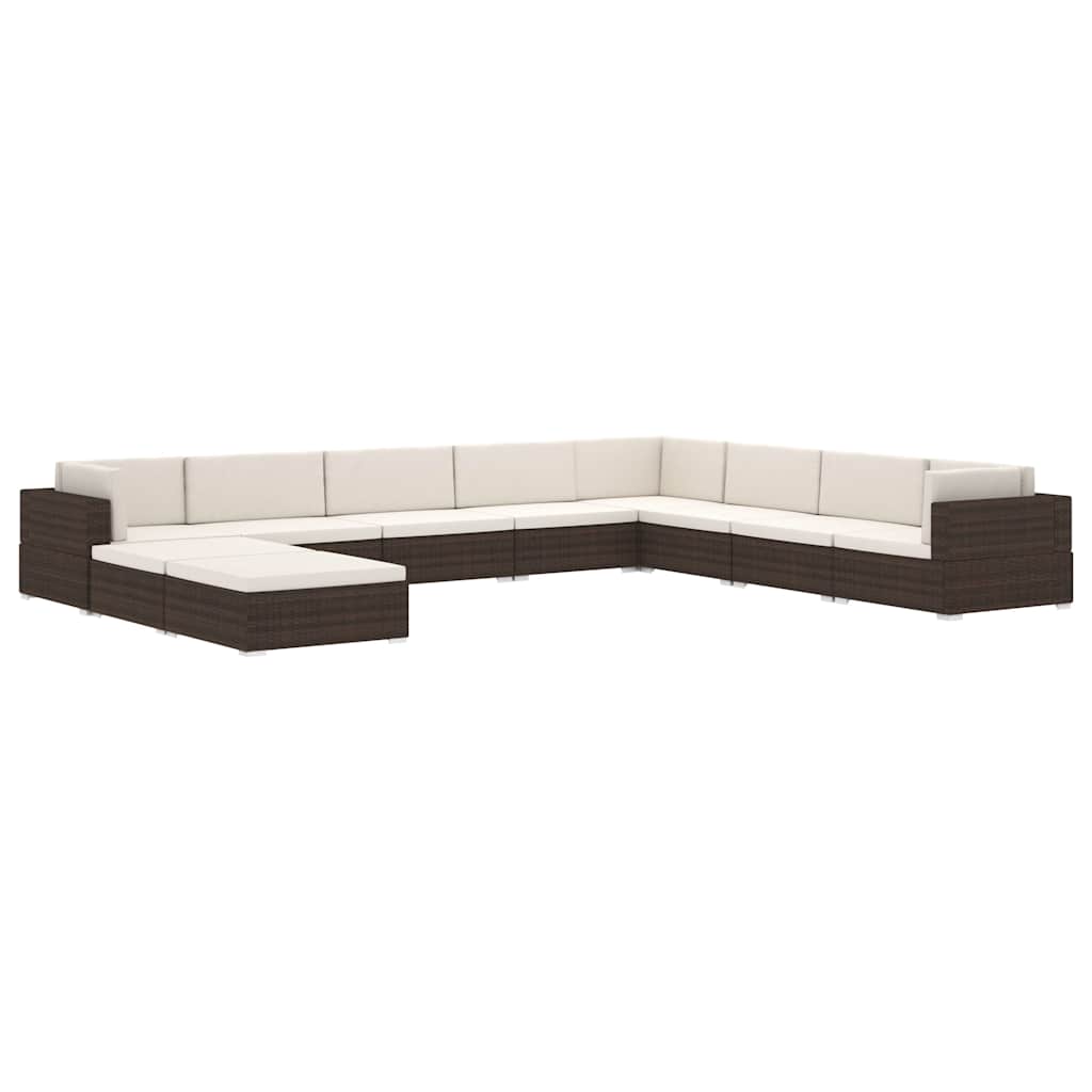 Sectional Corner Chair 1 pc with Cushions Poly Rattan Brown