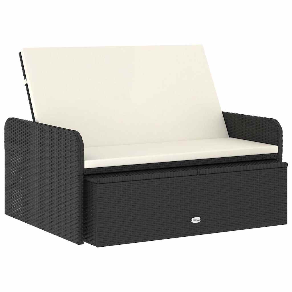 2 Piece Garden Lounge Set with Cushions Poly Rattan Black